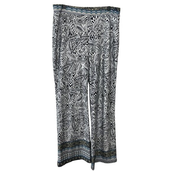 Counterparts Pants Womens Small Pull On Wide Leg Black White Boho Palazzo Casual - Picture 1 of 16